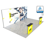 LUNIX™ parodos stendas 24 m² (6x4) pusiasalis - 2 parodų stalai