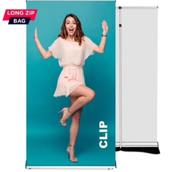 Roll up Clip 100x220 - grafikos mainų sistema, reguliuojamas stiebas