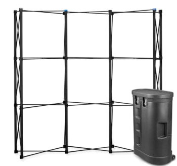 Parodos sienelė Black Pro Magnetic Pop Up 3x3 lenkta į lagaminas parodų stendas