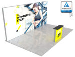 LUNIX™ parodos stendas 24 m² (6x4) pusiasalis - 1 parodų stalas